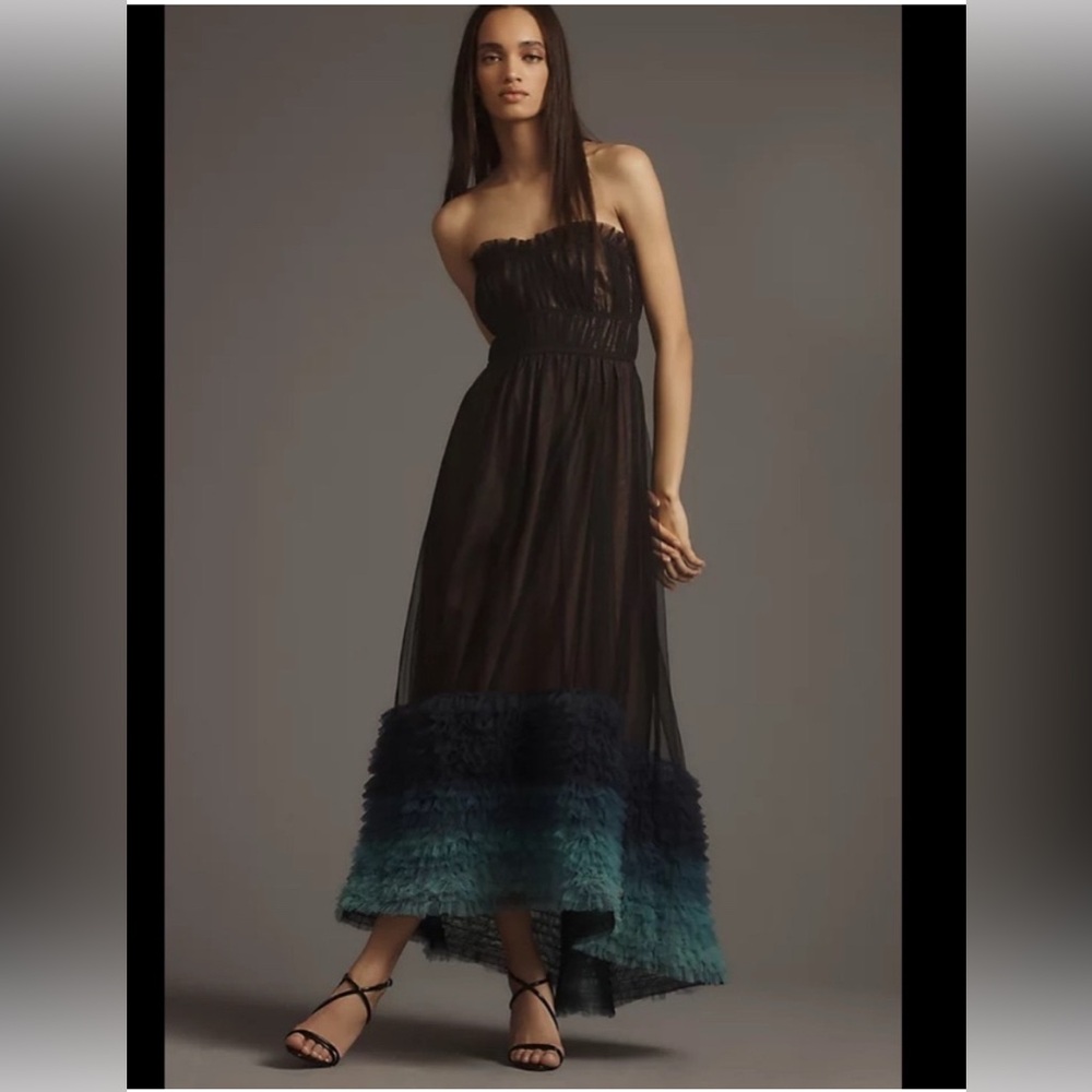 Anthropologie Black and Blue Ombre Midi Dress